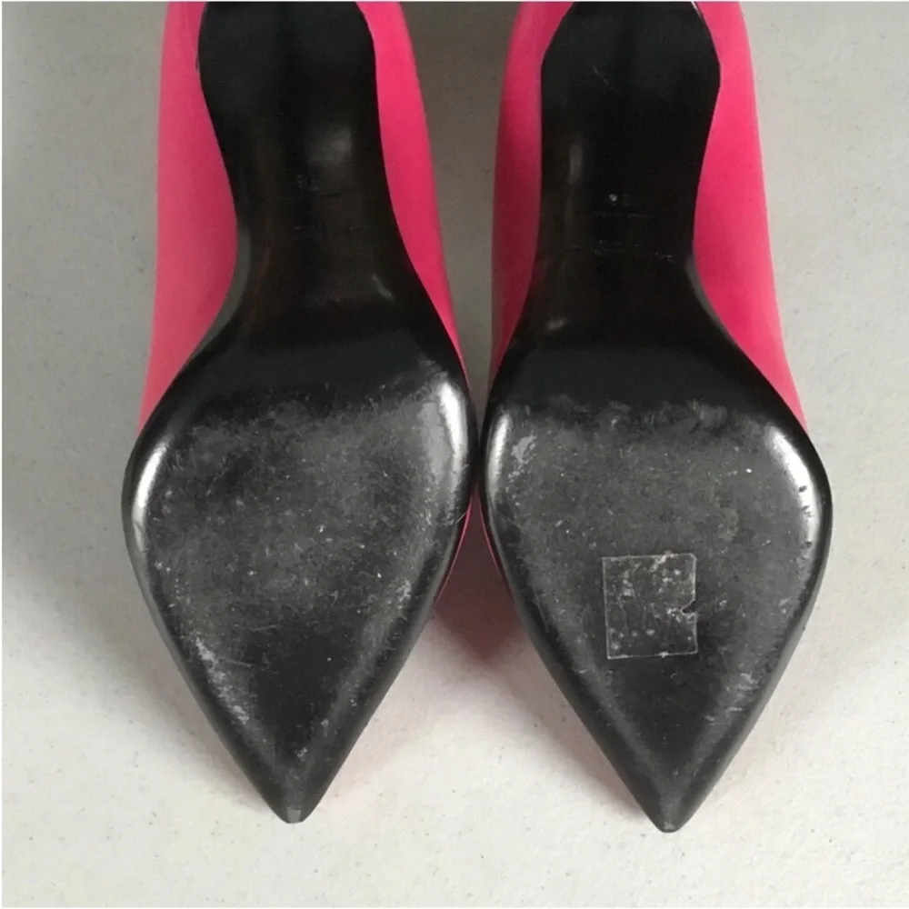 SAINT LAURENT AUTHENTIC COLOR FUCHSIA SLIM HEEL POINTY TOE LEATHER SIZE 38 - Picture 9 of 16